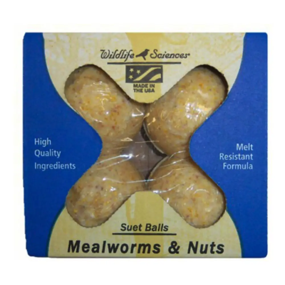 Mealworms and Nuts Suet Balls 4 Pack Wildlife Science